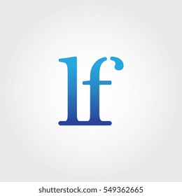Lowercase lf Logotype. Blue Letter Logo. Letter Abbreviations. Vector Template Element.