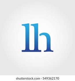 Lowercase lh Logotype. Blue Letter Logo. Letter Abbreviations. Vector Template Element.