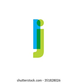 lowercase lj logo, blue green overlap transparent logo