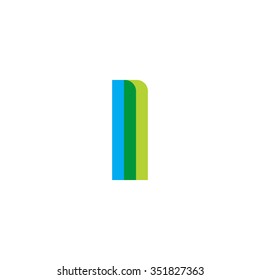 lowercase ll logo, blue green overlap transparent logo