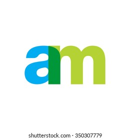 lowercase am logo, blue green overlap transparent logo