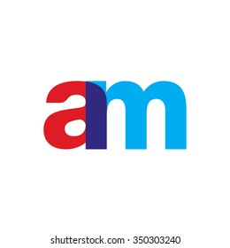 lowercase am logo, red blue overlap transparent logo 