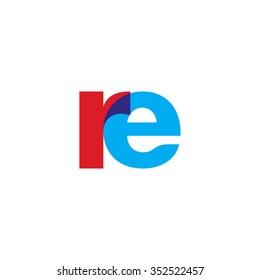 lowercase re logo, red blue overlap transparent logo