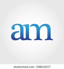 Lowercase am Logotype. Blue Letter Logo. Letter Abbreviations. Vector Template Element.