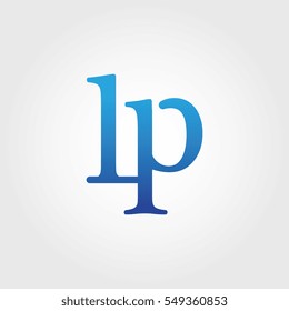 Lowercase lp Logotype. Blue Letter Logo. Letter Abbreviations. Vector Template Element.