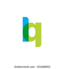 lowercase lq logo, blue green overlap transparent logo