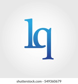 Lowercase lq Logotype. Blue Letter Logo. Letter Abbreviations. Vector Template Element.