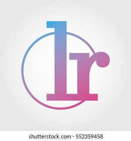 Lowercase lr Ring Circle Logotype. Pink and Blue Gradient Logo Letter. Sign Abbreviations. Vector Template Element