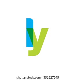 lowercase ly logo, blue green overlap transparent logo