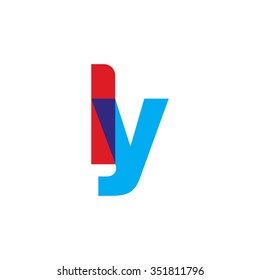 lowercase ly logo, red blue overlap transparent logo