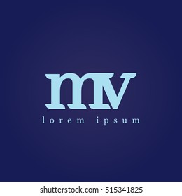 lowercase m and v vector logo. mv initial design template for download