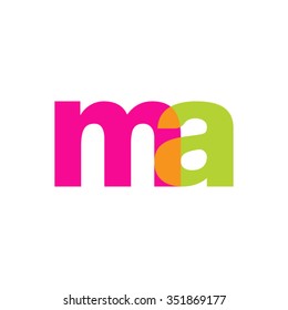 lowercase ma logo, pink green overlap transparent logo, modern lifestyle logo