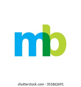 lowercase mb logo, blue green overlap transparent logo