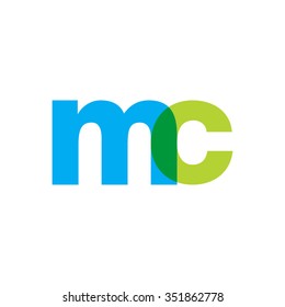 lowercase mc logo, blue green overlap transparent logo