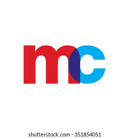 lowercase mc logo, red blue overlap transparent logo