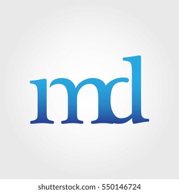 Lowercase md Logotype. Blue Letter Logo. Letter Abbreviations. Vector Template Element.