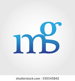 Lowercase mg Logotype. Blue Letter Logo. Letter Abbreviations. Vector Template Element.