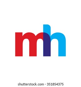lowercase mh logo, red blue overlap transparent logo