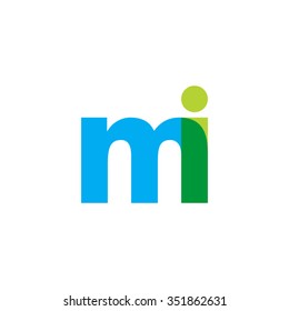 lowercase mi logo, blue green overlap transparent logo