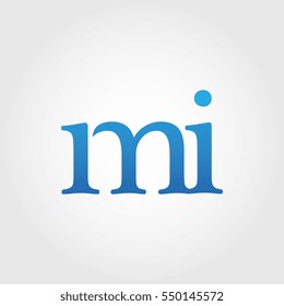 Lowercase mi Logotype. Blue Letter Logo. Letter Abbreviations. Vector Template Element.