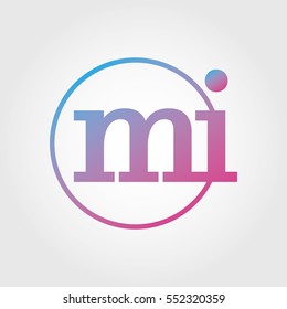 Lowercase mi Ring Circle Logotype. Pink and Blue Gradient Logo Letter. Sign Abbreviations. Vector Template Element