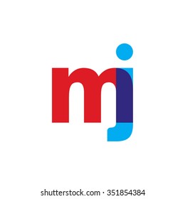 lowercase mj logo, red blue overlap transparent logo