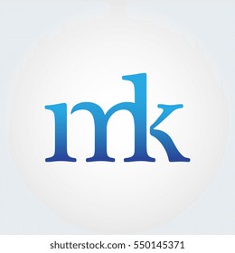 Lowercase mk Logotype. Blue Letter Logo. Letter Abbreviations. Vector Template Element.
