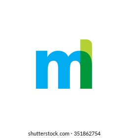 lowercase ml logo, blue green overlap transparent logo