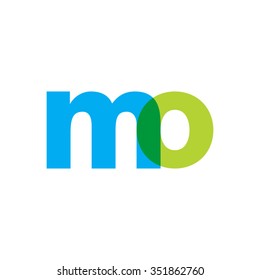 lowercase mo logo, blue green overlap transparent logo