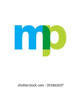 lowercase mp logo, blue green overlap transparent logo