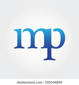 Lowercase mp Logotype. Blue Letter Logo. Letter Abbreviations. Vector Template Element.