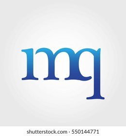 Lowercase mq Logotype. Blue Letter Logo. Letter Abbreviations. Vector Template Element.