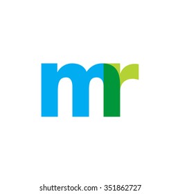 lowercase mr logo, blue green overlap transparent logo