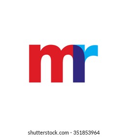 lowercase mr logo, red blue overlap transparent logo