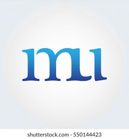 Lowercase mu Logotype. Blue Letter Logo. Letter Abbreviations. Vector Template Element.