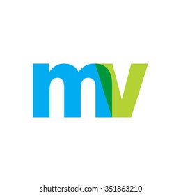 lowercase mv logo, blue green overlap transparent logo