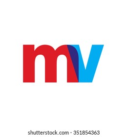 lowercase mv logo, red blue overlap transparent logo