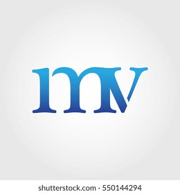 Lowercase mv Logotype. Blue Letter Logo. Letter Abbreviations. Vector Template Element.