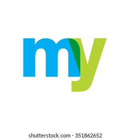 lowercase my logo, blue green overlap transparent logo