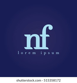 lowercase n and f vector logo. nf initial design template for download