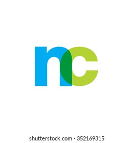 lowercase nc logo, blue green overlap transparent logo