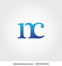 Lowercase nc Logotype. Blue Letter Logo. Letter Abbreviations. Vector Template Element.