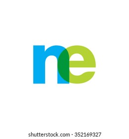 lowercase ne logo, blue green overlap transparent logo