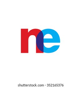 lowercase ne logo, red blue overlap transparent logo