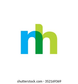 lowercase nh logo, blue green overlap transparent logo