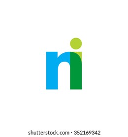 lowercase ni logo, blue green overlap transparent logo