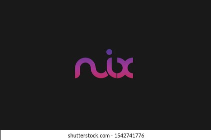 Lowercase nix letter logo design in purple gradient