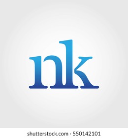 Lowercase nk Logotype. Blue Letter Logo. Letter Abbreviations. Vector Template Element.