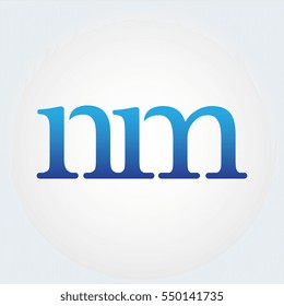 Lowercase nm Logotype. Blue Letter Logo. Letter Abbreviations. Vector Template Element.