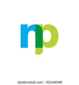 lowercase np logo, blue green overlap transparent logo